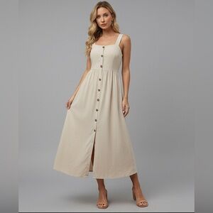 Cotton Button Front Cami Dress